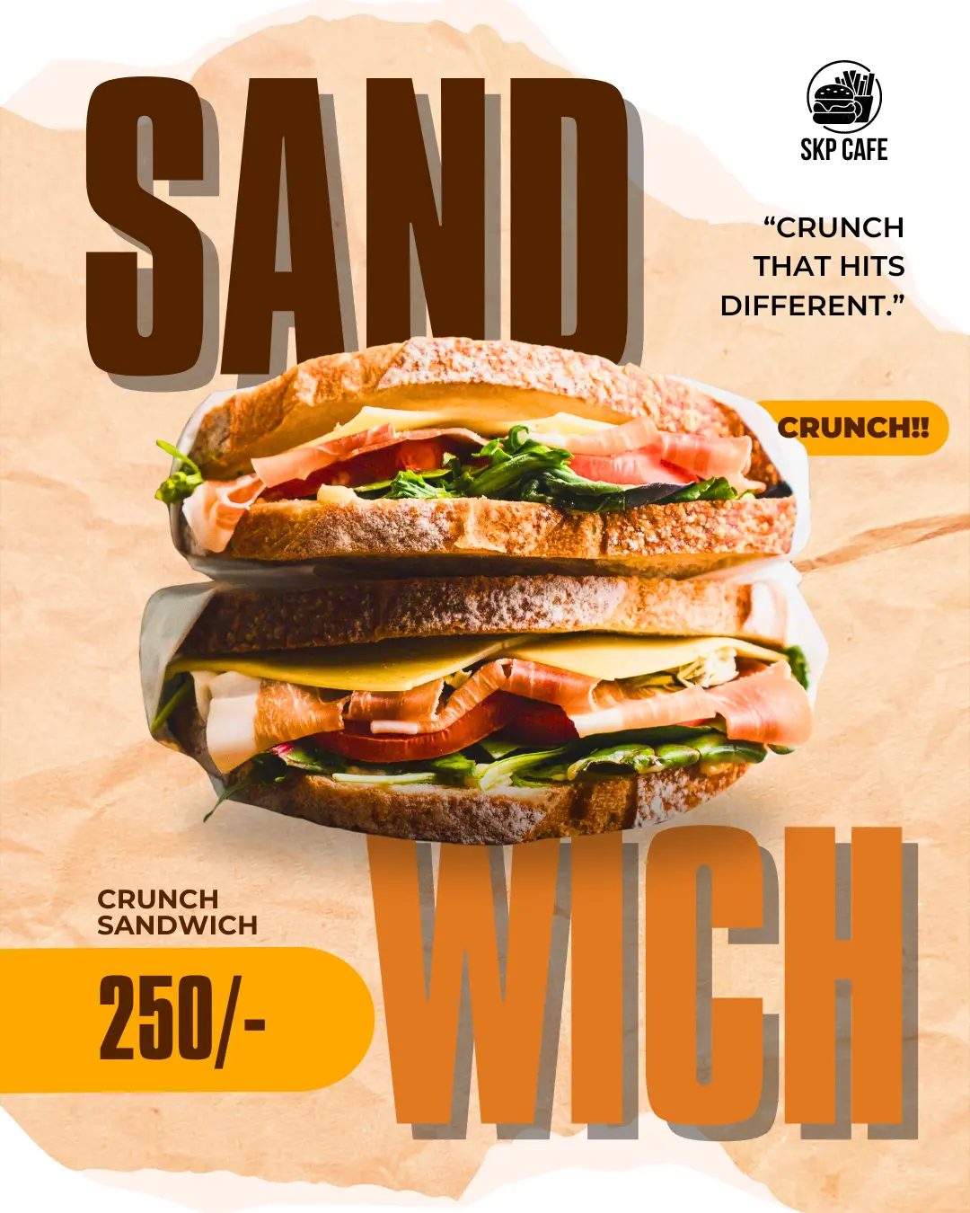 portfolio post de instagram comida sandwich textura vinotinto y amarillo